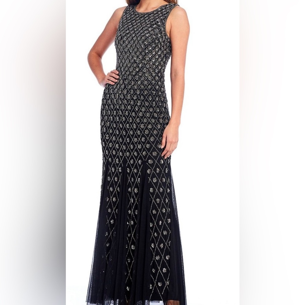 AIDAN MATTOX Sleeveless Fully Beaded Gown - Size 18